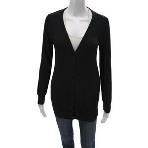 Splendid Womens Cardigan Sweater Black V Neck Pima Cotton Long Sleeve Size XS